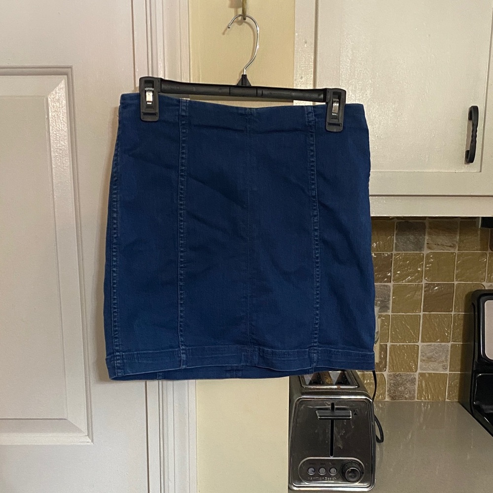 Free People Deep Blue Denim Mini Skirt